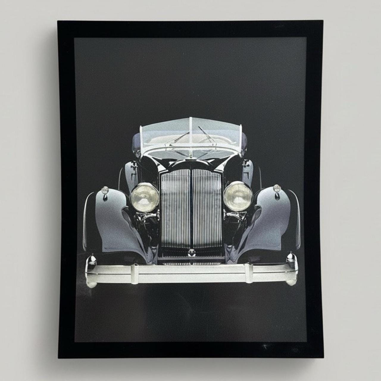 Vintage 1939 Black Packard Super Eight Convertible Victoria Editorial Print from 1997 with frame