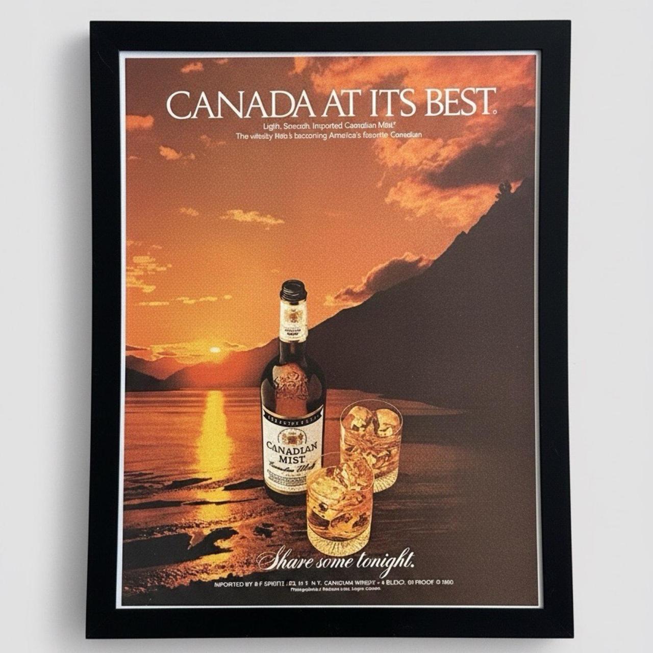 1980 Canadian Mist Whiskey Sunset Ad: "Canada At Its" Framed Print