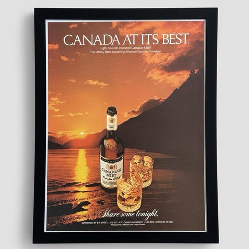 1980 Canadian Mist Whiskey Sunset Ad: "Canada At Its" Framed Print