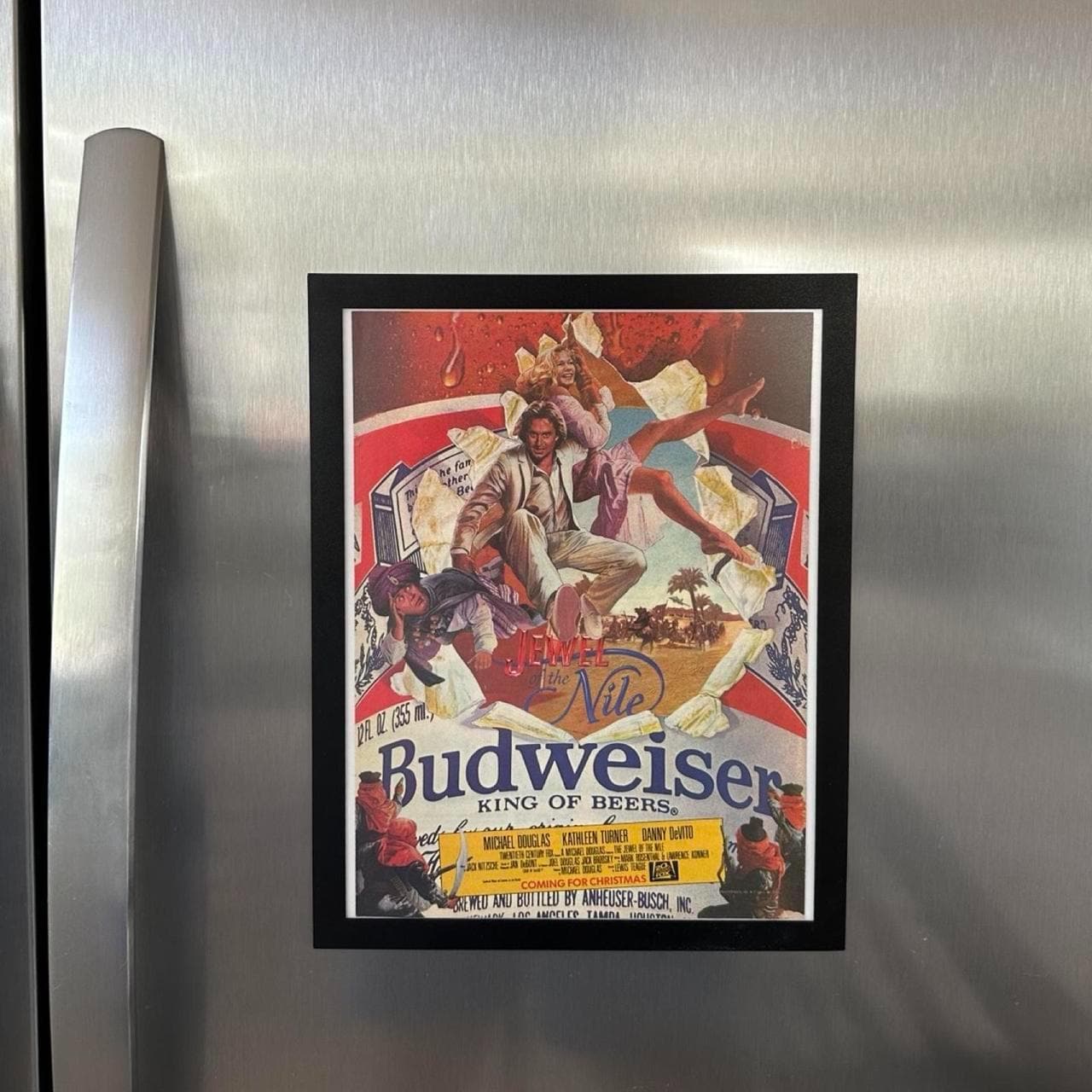 Vintage 1985 Budweiser x Jewel of the Nile Movie Promo Page with Frame