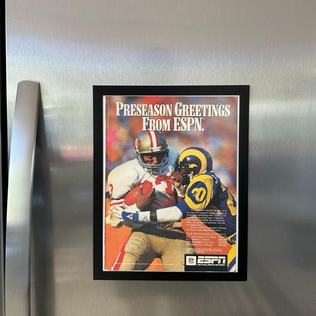 Vintage 1989 ESPN NFL Preseason 49ers vs Rams Magazine Ad with Frame