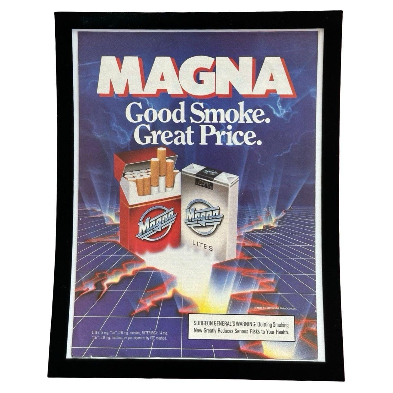 Vintage 1989 Magna Cigarettes Framed Ad