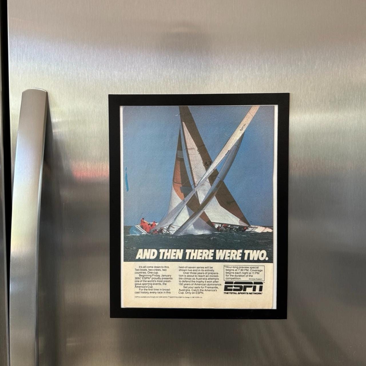 Vintage 1987 Americas Cup Sailing ESPN Framed Ad