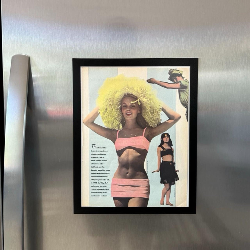 Vintage 60s Beach Fashion Sports Illustrated Editorial Print with Frame