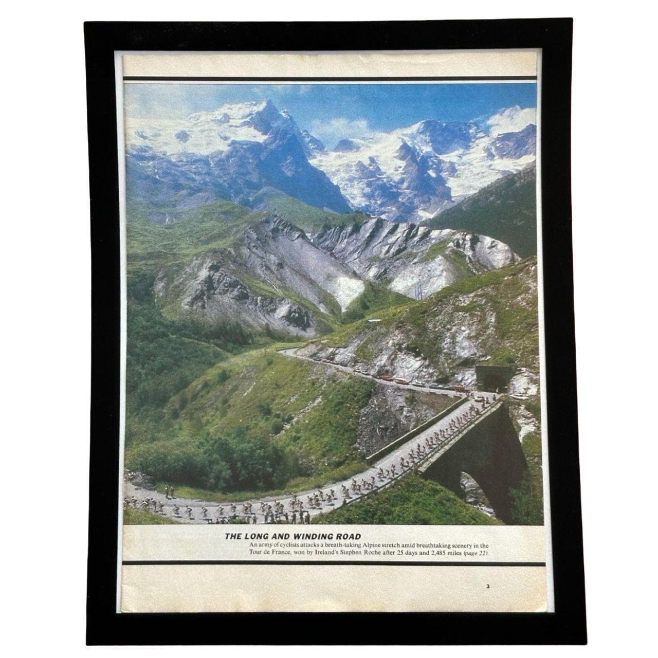 Vintage 1987 Framed Tour De France Cycling Editorial Print