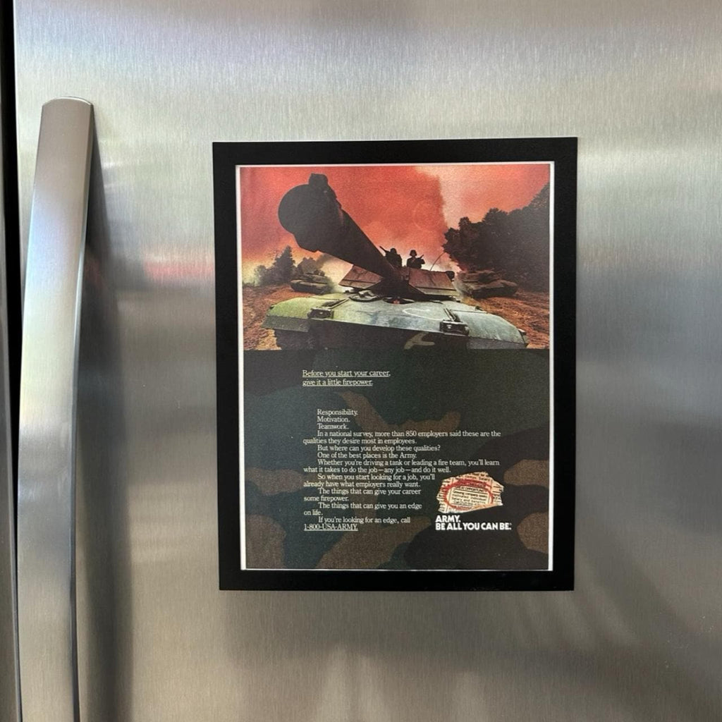 Vintage 1989 Framed US Army Tank Recruitment Ad