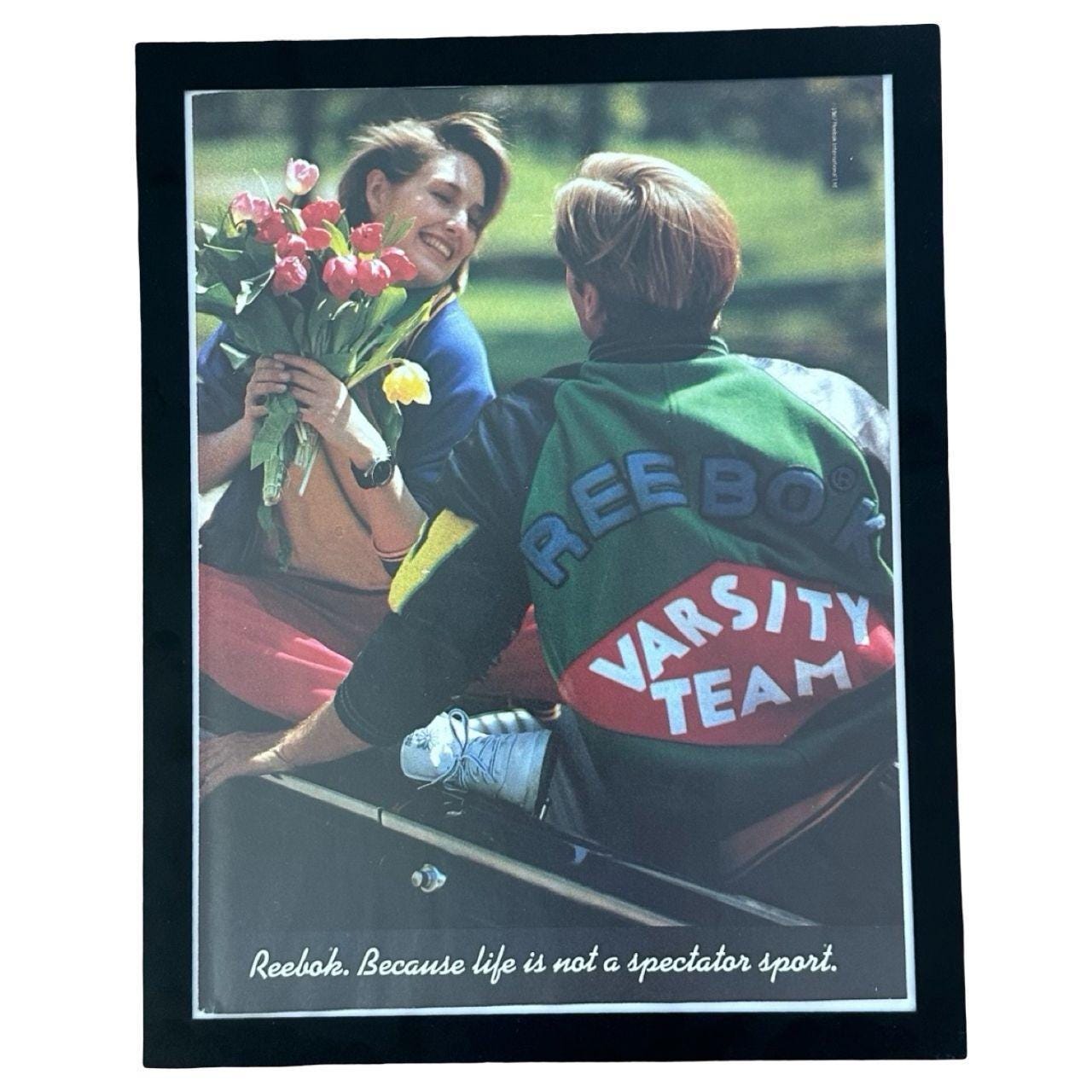 1987 Reebok Varsity Team Life is Not a Spectator Sport Vintage Ad