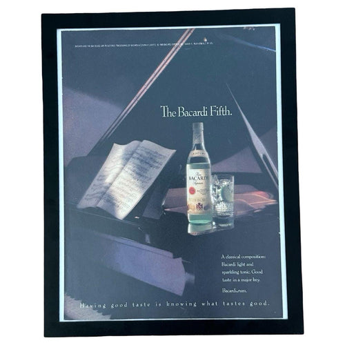 1989 Bacardi The Bacardi Fifth Grand Piano Vintage Rum Ad