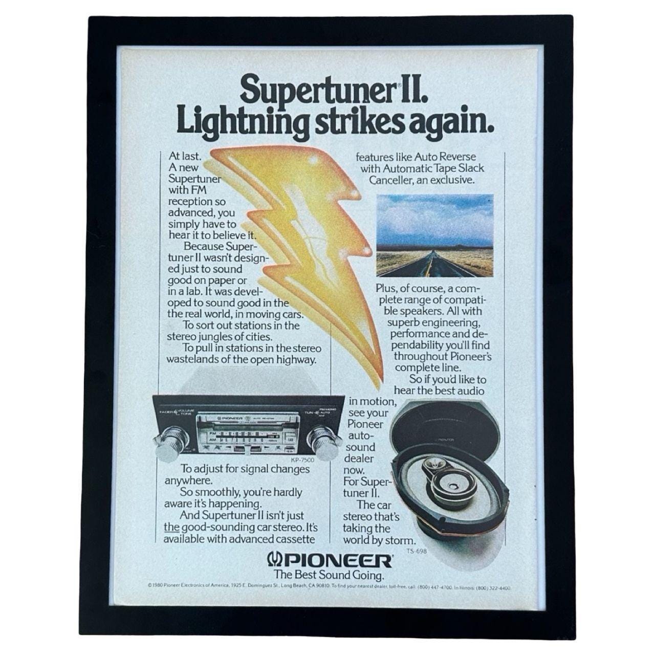 1980 Pioneer Supertuner II Car Stereo Lightning Strikes Again Ad