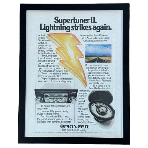 1980 Pioneer Supertuner II Car Stereo Lightning Strikes Again Ad