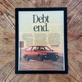 1989 Hyundai Excel "Debt End." Vintage Car Ad