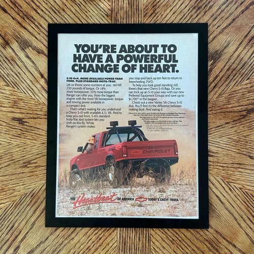 1989 Chevy S-10 Baja 4x4 Powerful Change of Heart Vintage Truck Ad