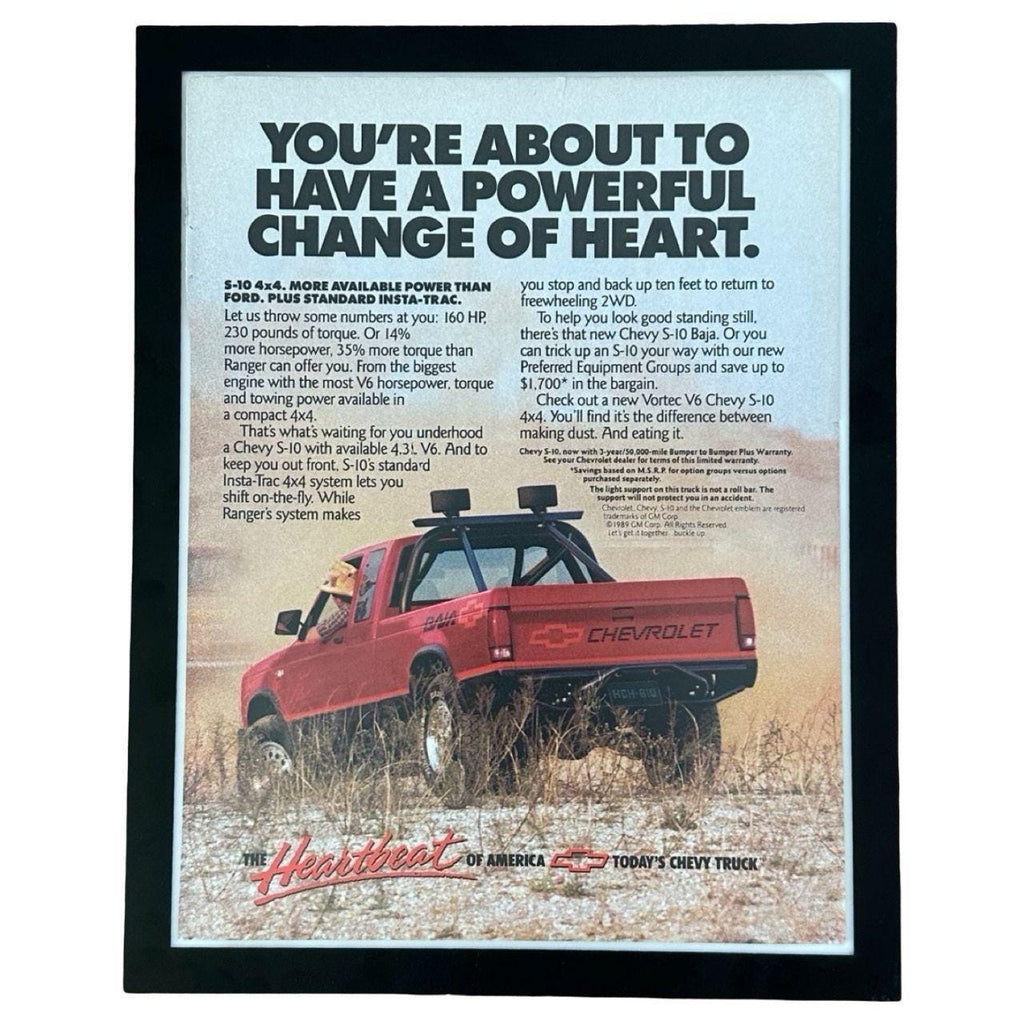 1989 Chevy S-10 Baja 4x4 Powerful Change of Heart Vintage Truck Ad