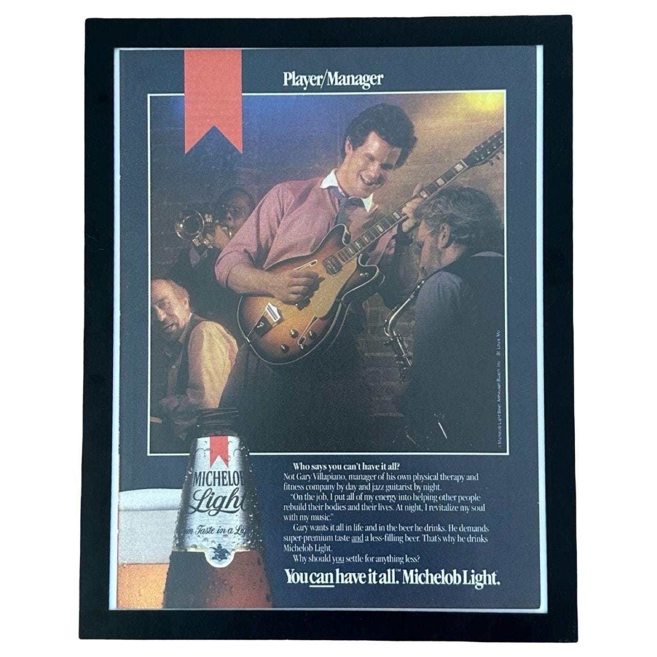 Michelob Light You Can Have It All Jazz Guitarist Vintage Ad