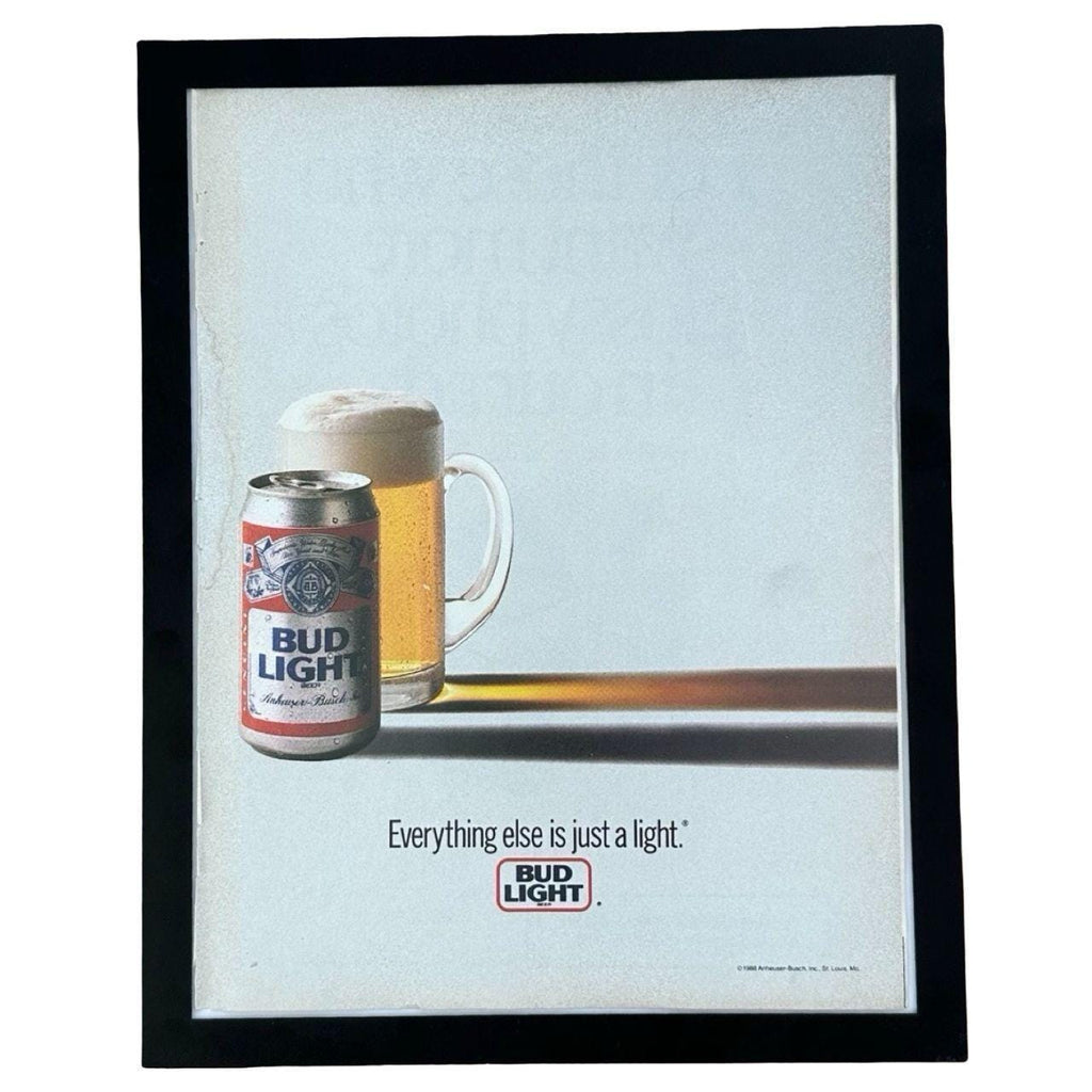 1988 Bud Light "Everything Else is Just a Light" Minimalist Vintage Ad