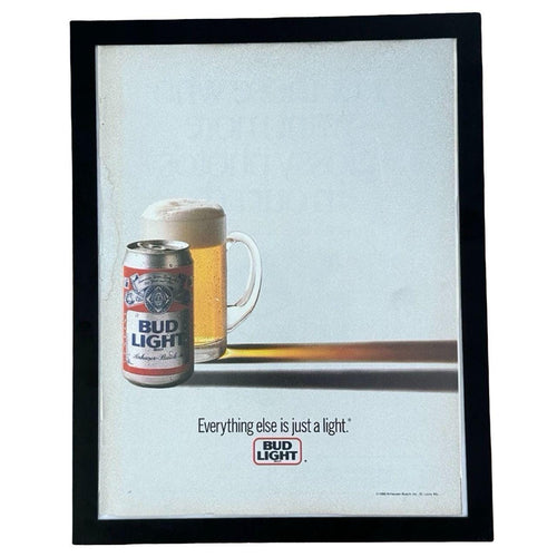 1988 Bud Light "Everything Else is Just a Light" Minimalist Vintage Ad
