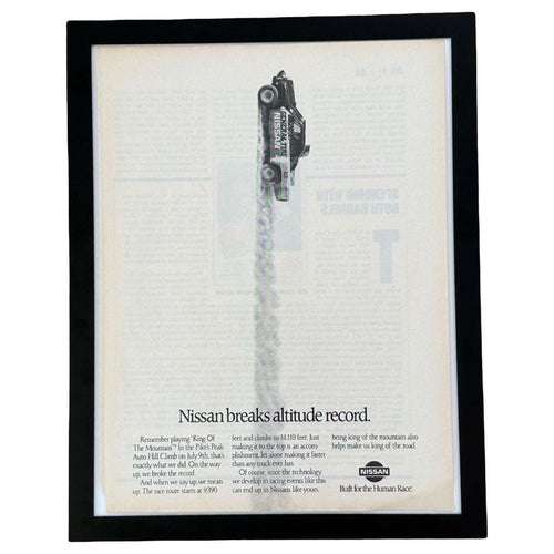 1980's Nissan Pikes Peak Altitude Record Vintage Truck Magazine Ad with Frame