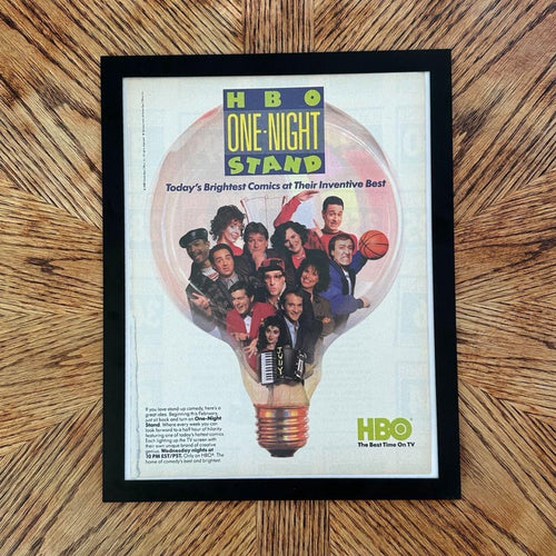 1989 HBO One-Night Stand Stand-Up Comedy Show Vintage Magazine Ad with Frame