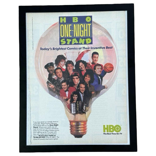 1989 HBO One-Night Stand Stand-Up Comedy Show Vintage Magazine Ad with Frame