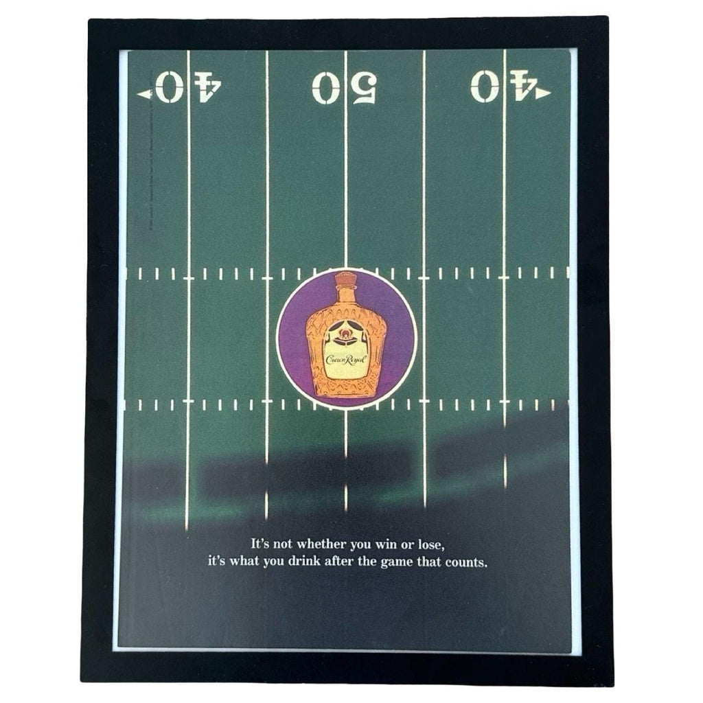 1989 Crown Royal Football Field Vintage Whisky Magazine Ad with Frame