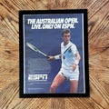 1986 ESPN Australian Open Tennis Ivan Lendl Vintage Magazine Poster with Frame