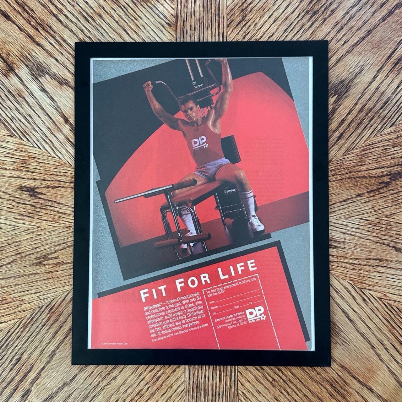 1984 DP Gympac Fit for Life Home Gym Vintage Fitness Magazine Ad with Frame