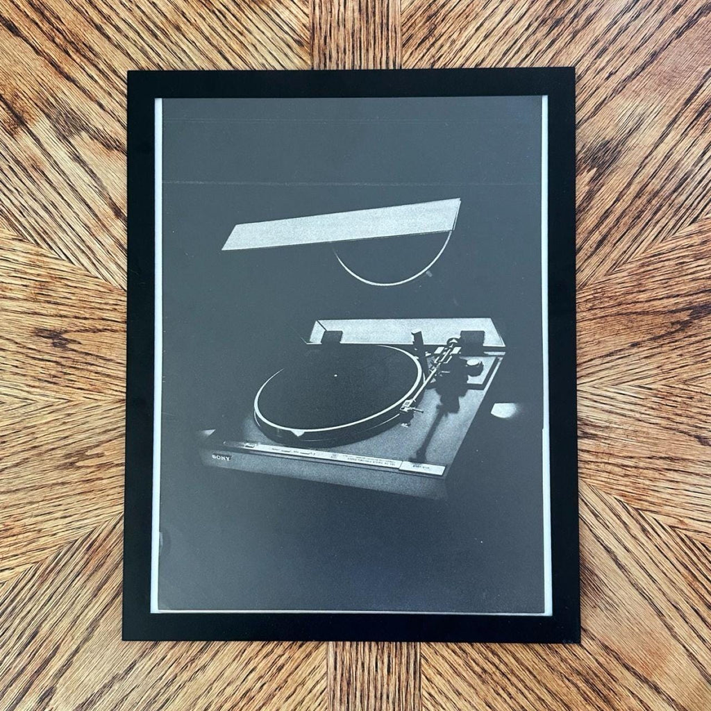 1980's Sony Turntable Vintage Hi-Fi Audio Equipment Magazine Ad with Frame