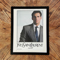 1989 Yves Saint Laurent Menswear Fashion Bar Vintage Magazine Ad with Frame
