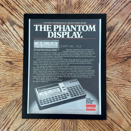 1980 Sharp Phantom Display EL-6200 Calculator Vintage Tech Magazine Ad with Frame