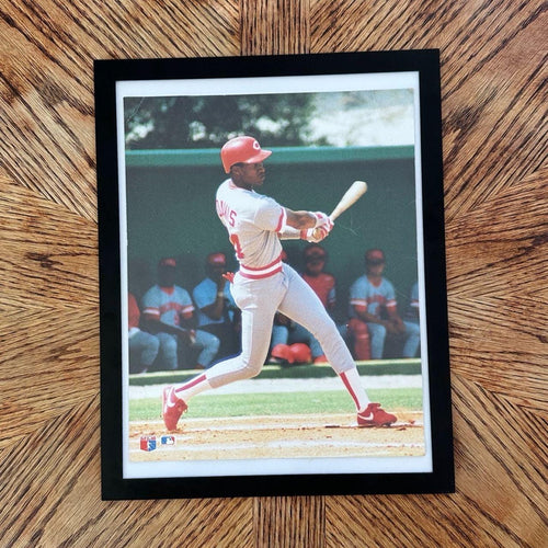 1989 Vintage Cincinnati Reds Eric Davis MLB Baseball Action Editorial Photo with Frame