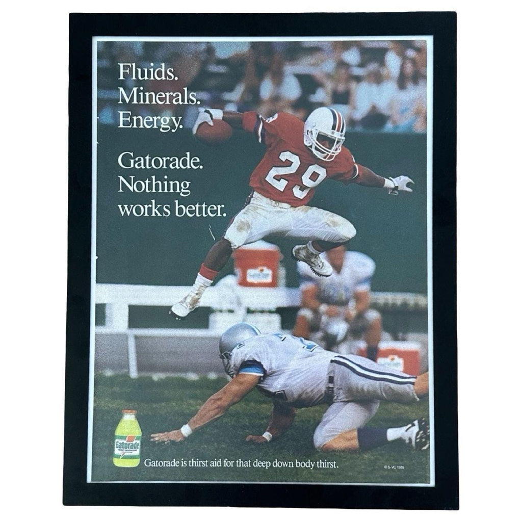 1989 Gatorade Fluids Minerals Energy College Football Vintage Magazine Ad with Frame