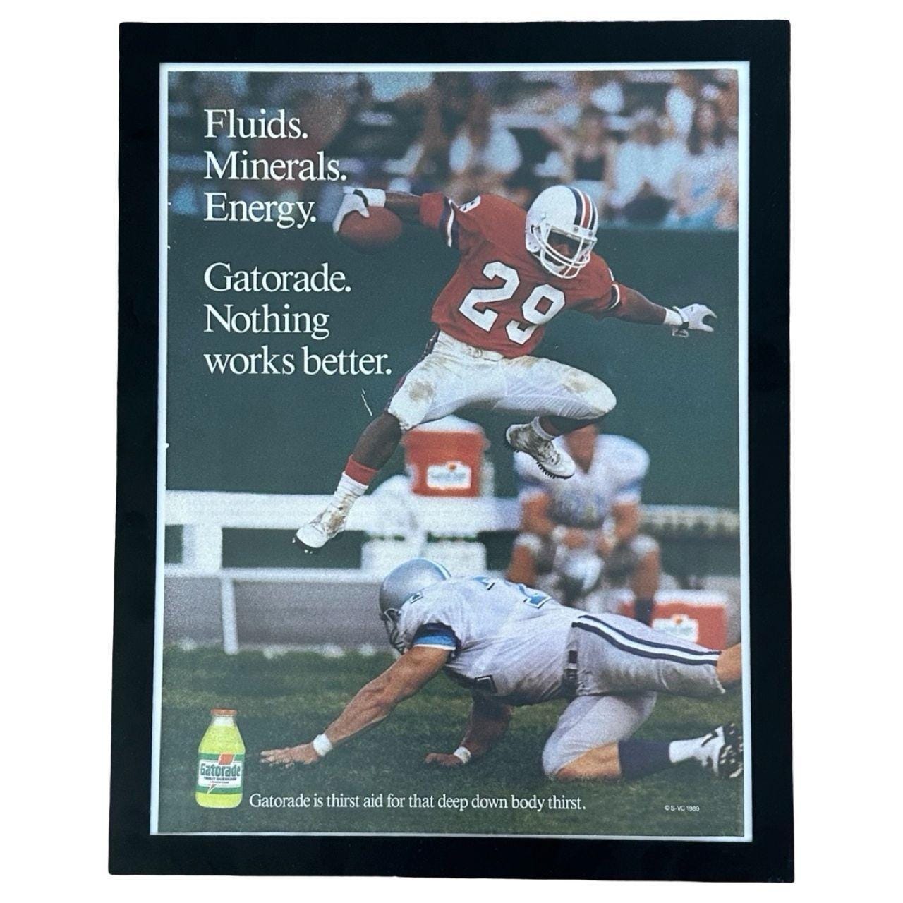 1989 Gatorade Fluids Minerals Energy College Football Vintage Magazine Ad with Frame