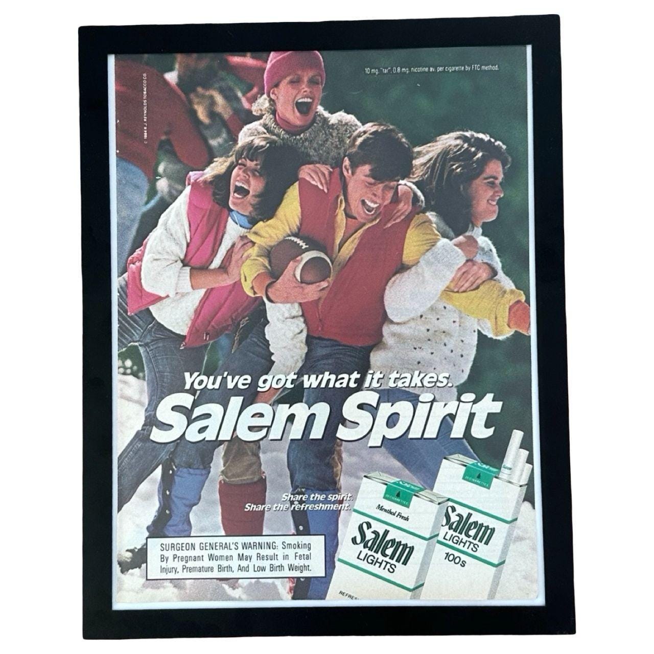 1984 Salem Spirit "You've Got What It Takes" Vintage Cigarette Magazine Ad with Frame