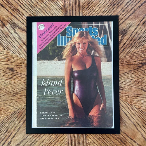 1988 Vintage Sports Illustrated Cheryl Tiegs Island Fever Swimsuit Cover with Frame
