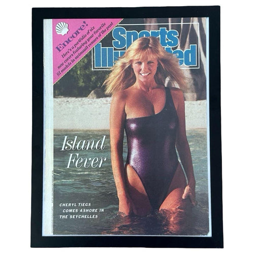 1988 Vintage Sports Illustrated Cheryl Tiegs Island Fever Swimsuit Cover with Frame