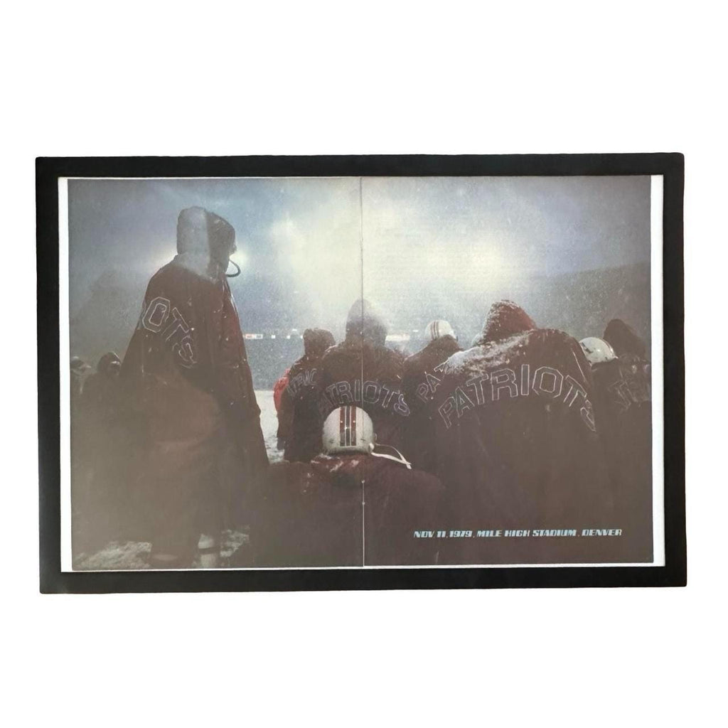 Vintage 1980s New England Patriots Magazine Print – Snowy Mile High Stadium (Framed)