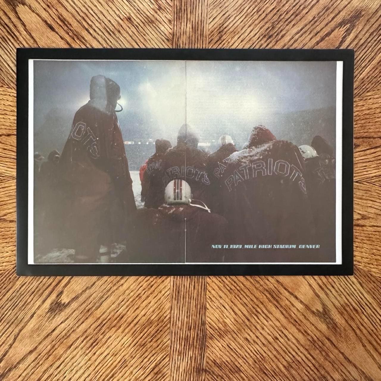 Vintage 1980s New England Patriots Magazine Print – Snowy Mile High Stadium (Framed)