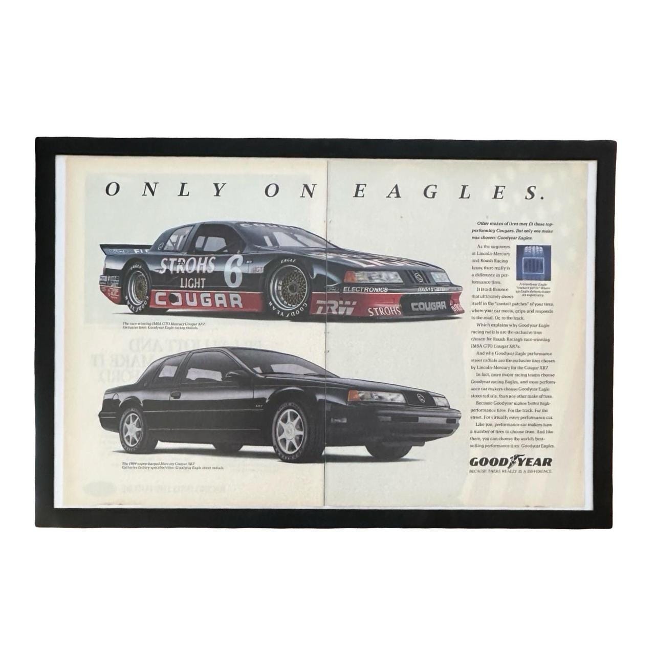 Vintage 1989 Goodyear Tires Magazine Ad with Frame