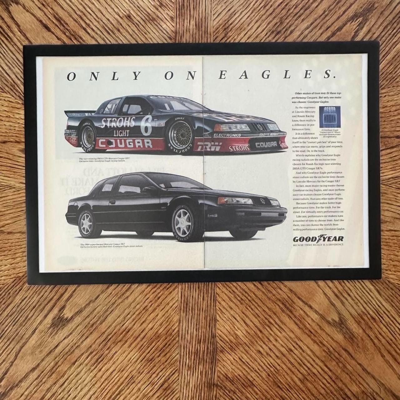 Vintage 1989 Goodyear Tires Magazine Ad with Frame