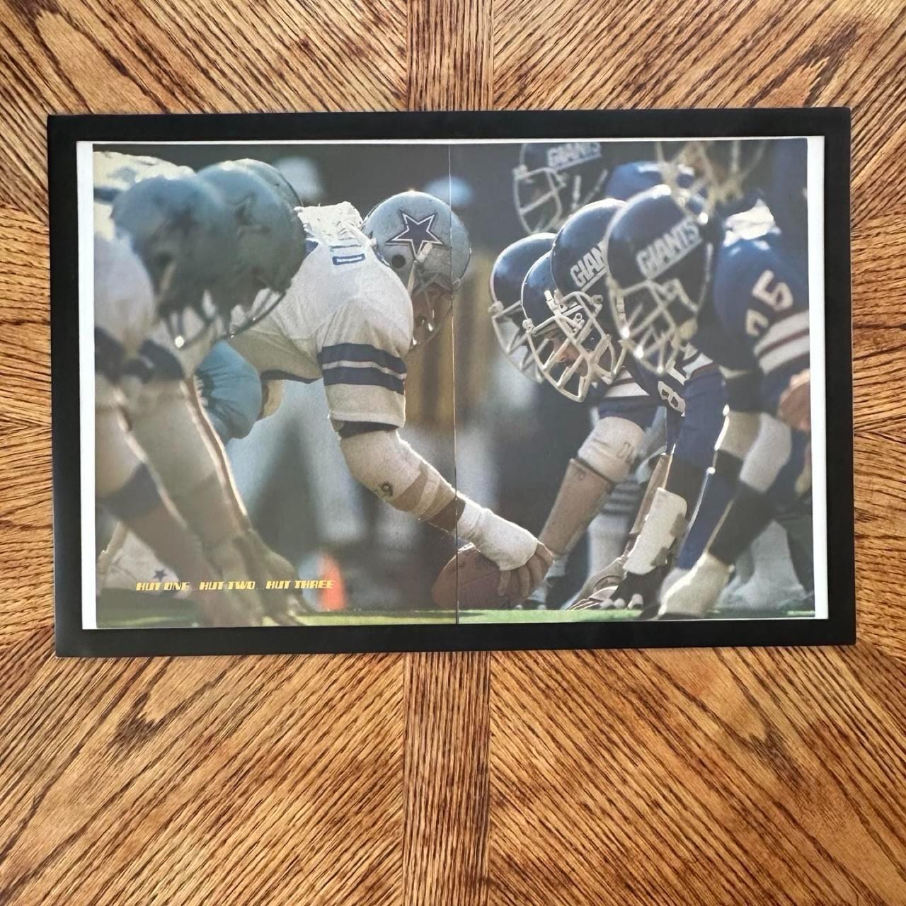 Vintage 1980s NFL's Dallas Cowboys vs New York Giants Double Magazine Page with Frame