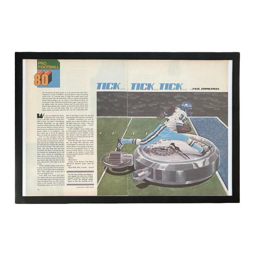 1980's NFL Magazine Illustration by Tommy Soloski, Paul Zimmerman Article (Framed)