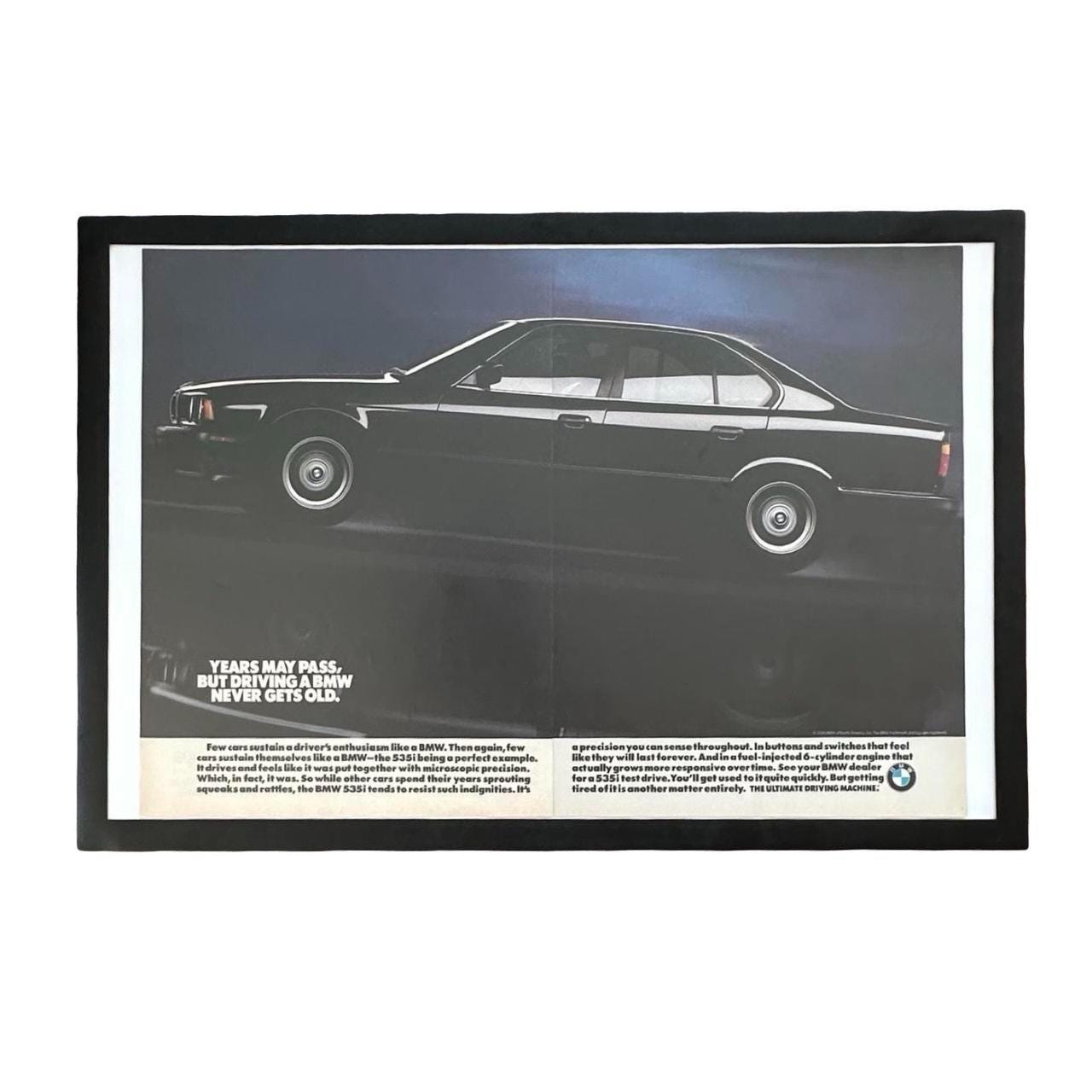 Vintage 1989 BMW 535i Magazine Ad with Frame
