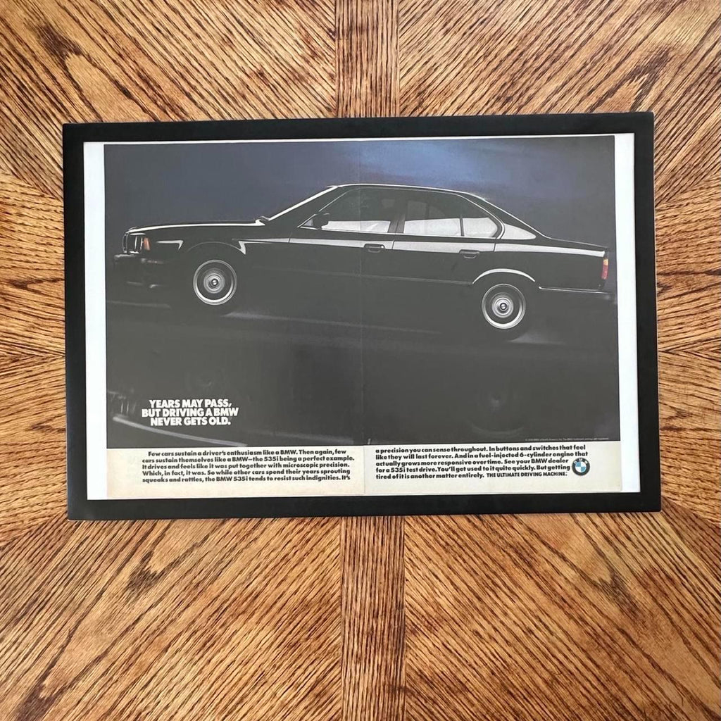 Vintage 1989 BMW 535i Magazine Ad with Frame