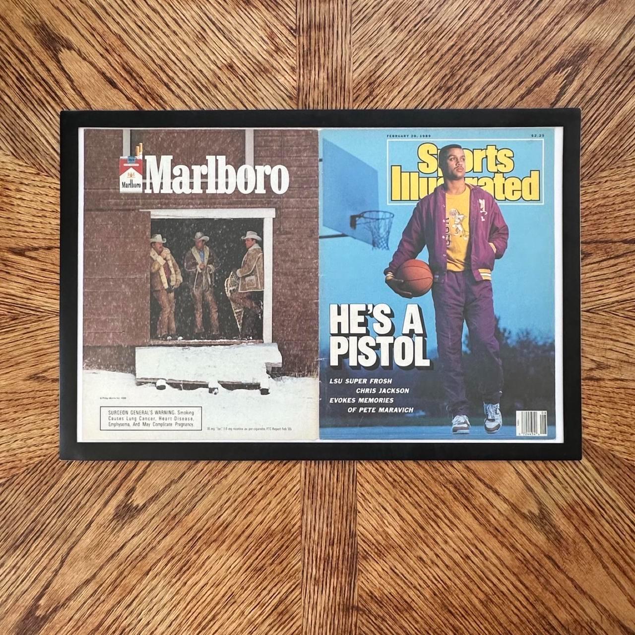 Vintage 1989 "He's a Pistol" Chris Jackson x Marlboro Sports Illustrated Cover with Frame