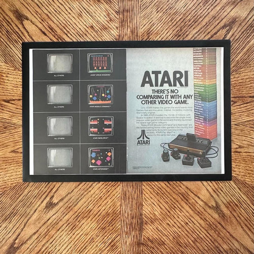 1981 ATARI Video Game Magazine Ad with Frame – Retro Gaming Nostalgia