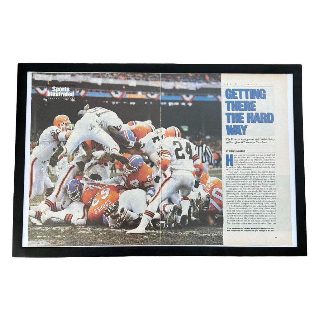 Vintage 1987 Broncos vs. Browns NFL Playoffs Sports Illustrated Editorial Print with Frame