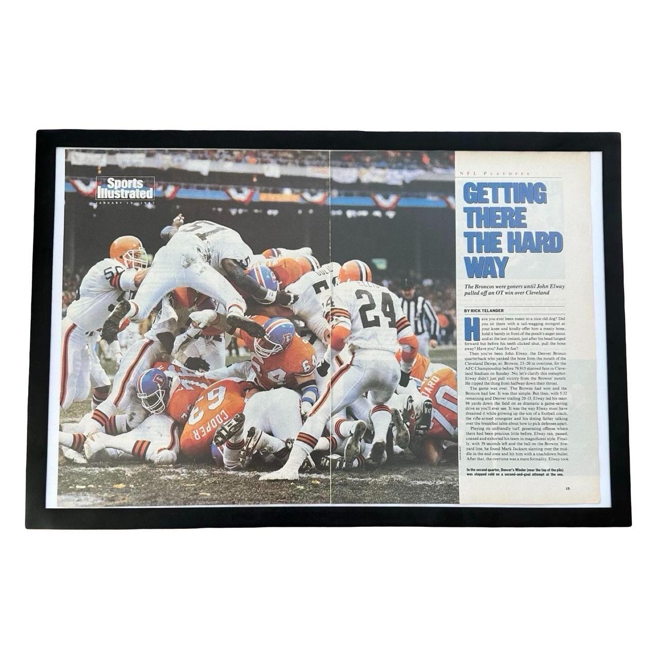 Vintage 1987 Broncos vs. Browns NFL Playoffs Sports Illustrated Editorial Print with Frame