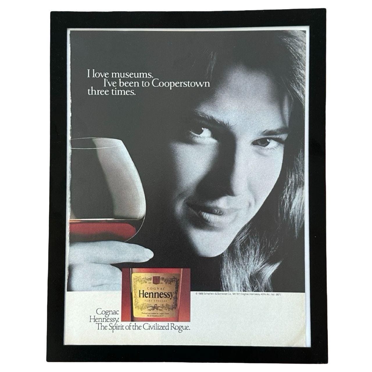 1988 Hennessy Cognac Spirit of the Civilized Rogue Cooperstown Vintage Ad