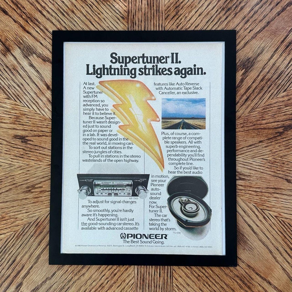 1980 Pioneer Supertuner II Car Stereo Lightning Strikes Again Ad