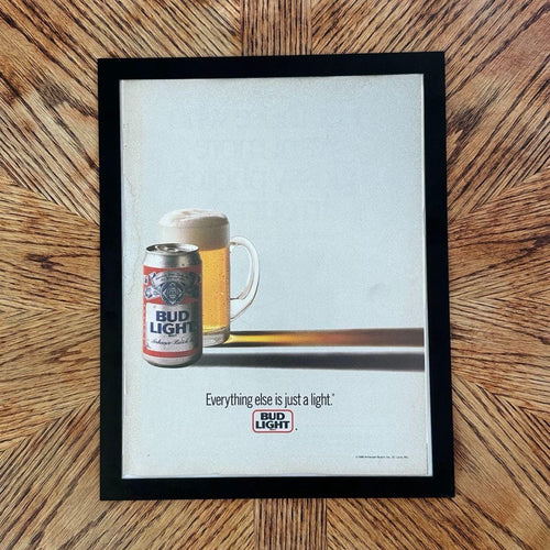 1988 Bud Light "Everything Else is Just a Light" Minimalist Vintage Ad